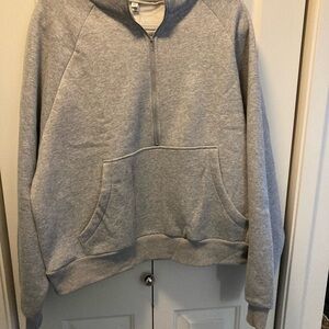 Gray Cropped  Half-Zip Hoodie